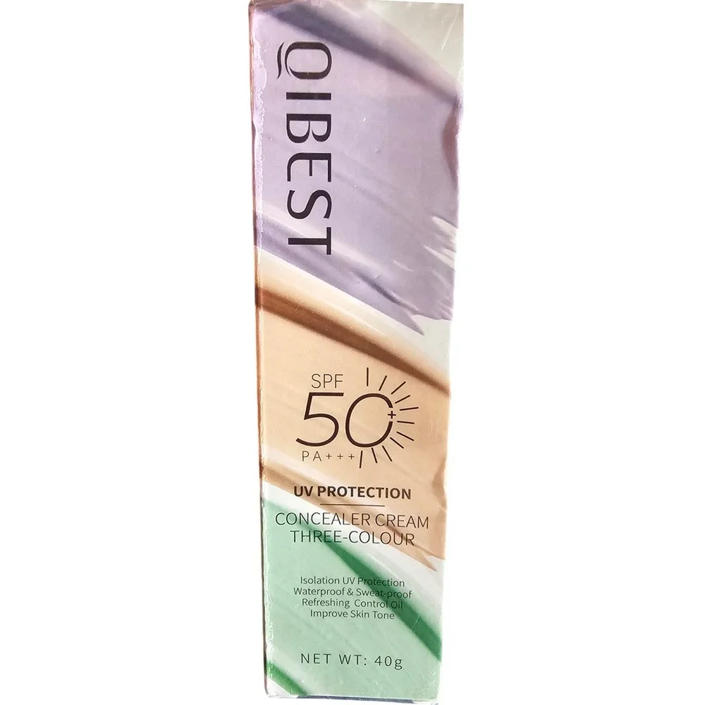 QIBEST Three-Colour Concealer Cream SPF 50 PA+++ UV Protection 40g Sweatproof